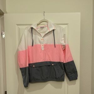 Columbia tri-colored half button up windbreaker